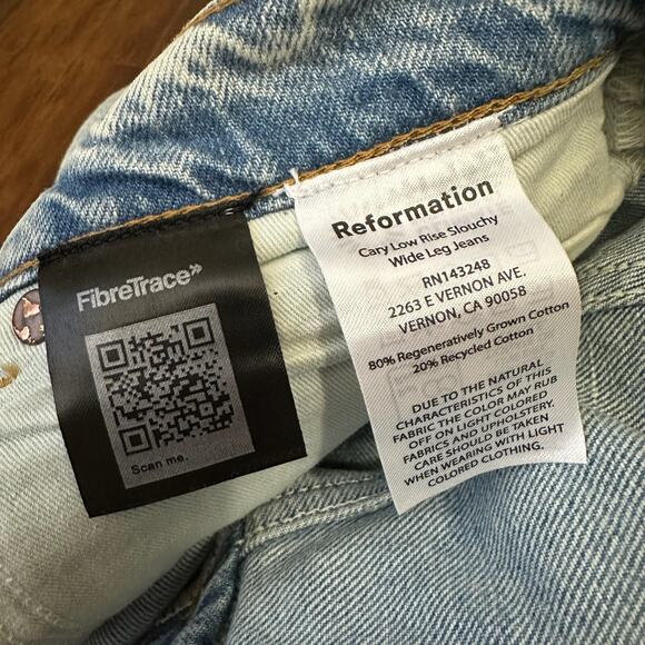 REFORMATION Cary Jeans Blue Rigid Denim LR Slouchy Wide Leg NWT - Picture 12 of 16